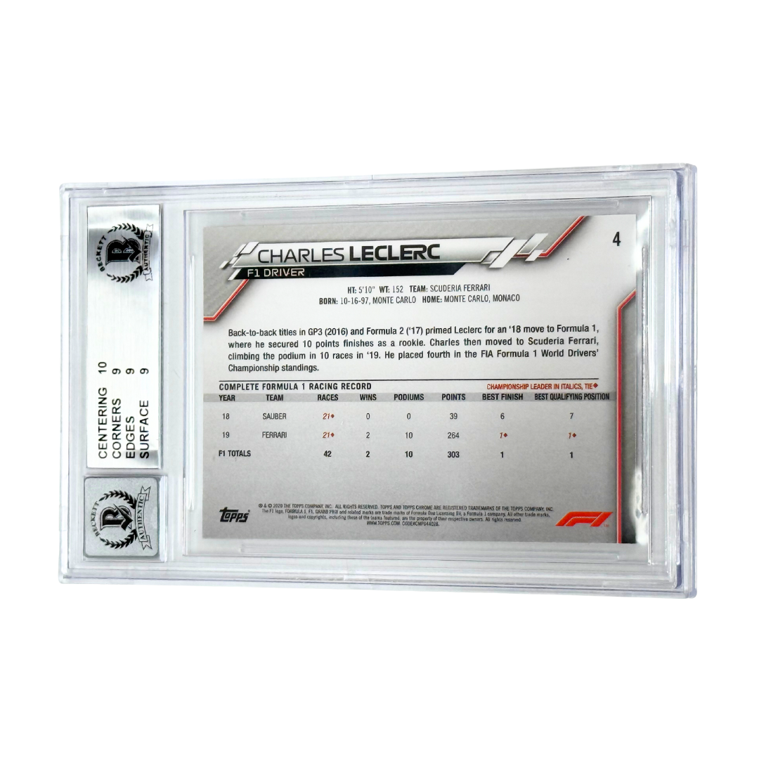 Charles Leclerc Signed 2020 Topps Chrome Formula 1 #4 – BGS 9 AUTO 10
