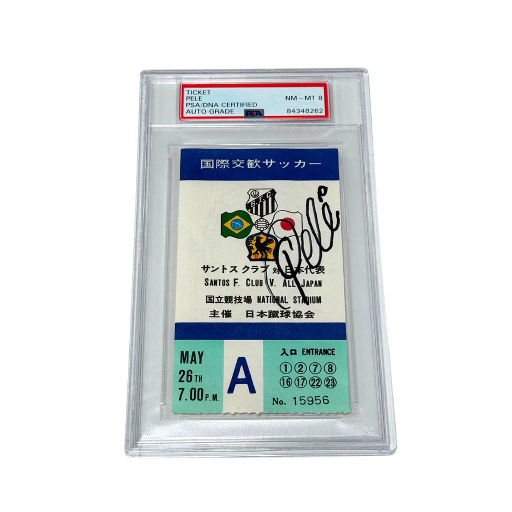 Pele Signed 1972 May 26th Santos FC vs Japan Match Ticket -  PSA 8