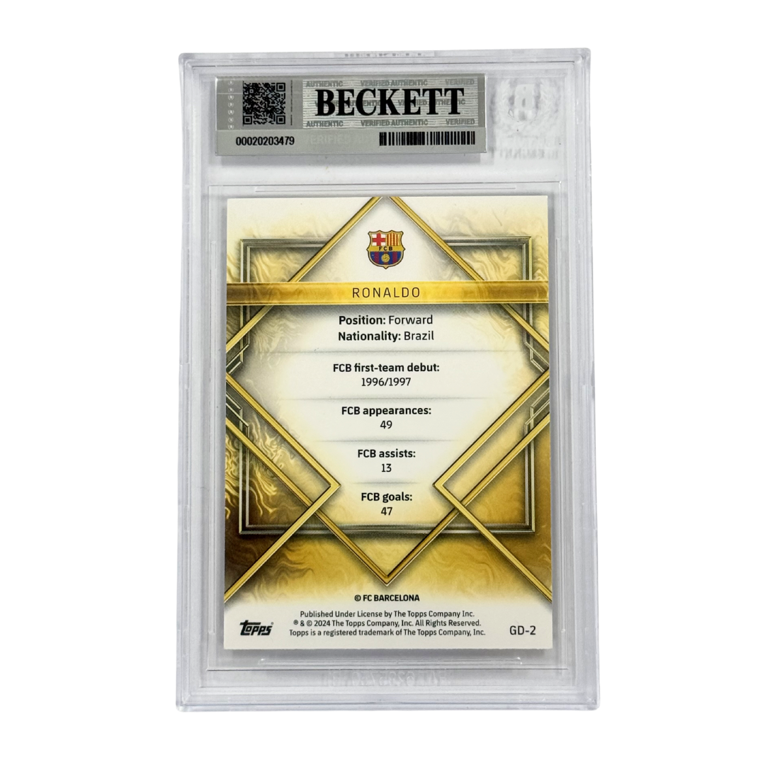 Ronaldo Nazario Signed 2023-24 Topps Barcelona Gold Drip - BGS 8.5 AUTO 10