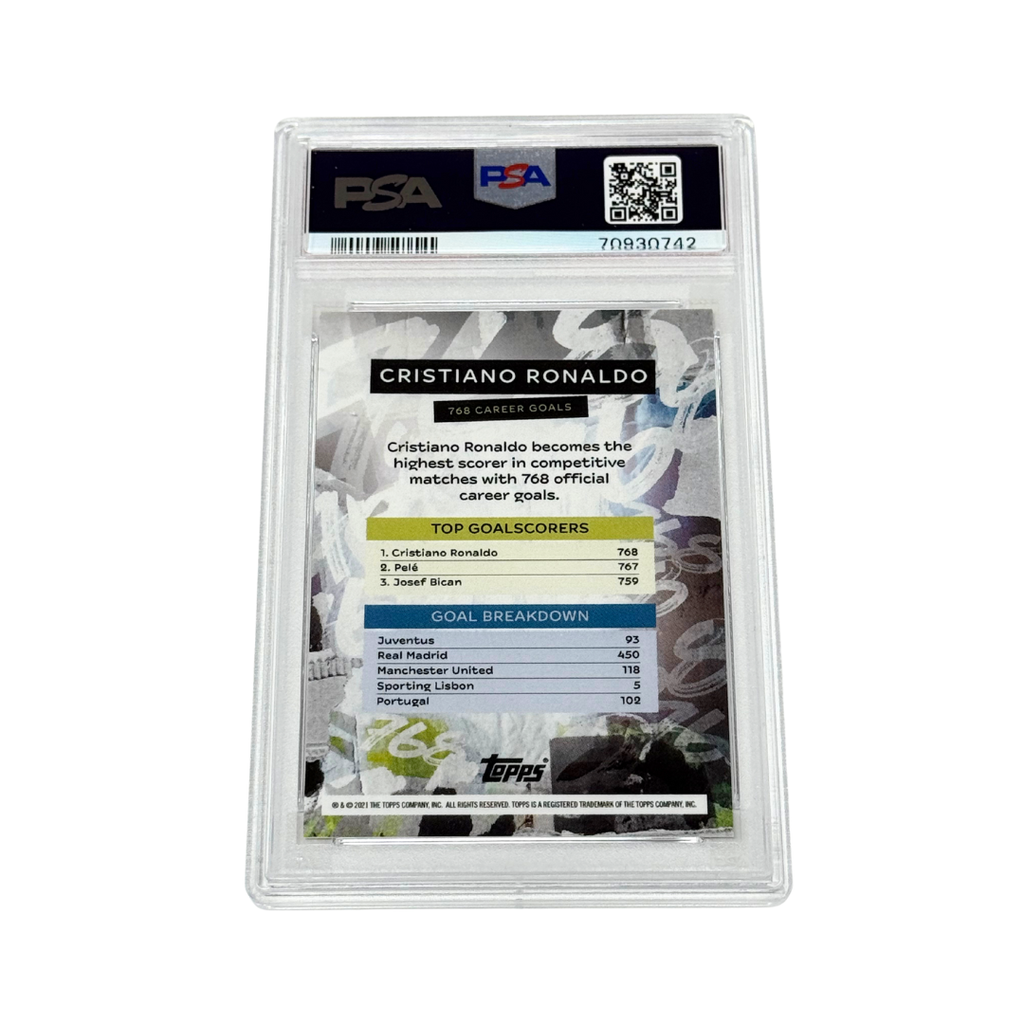 Cristiano Ronaldo & Pele Signed 2021 Topps Now Goal Record – PSA 9 AUTO 9