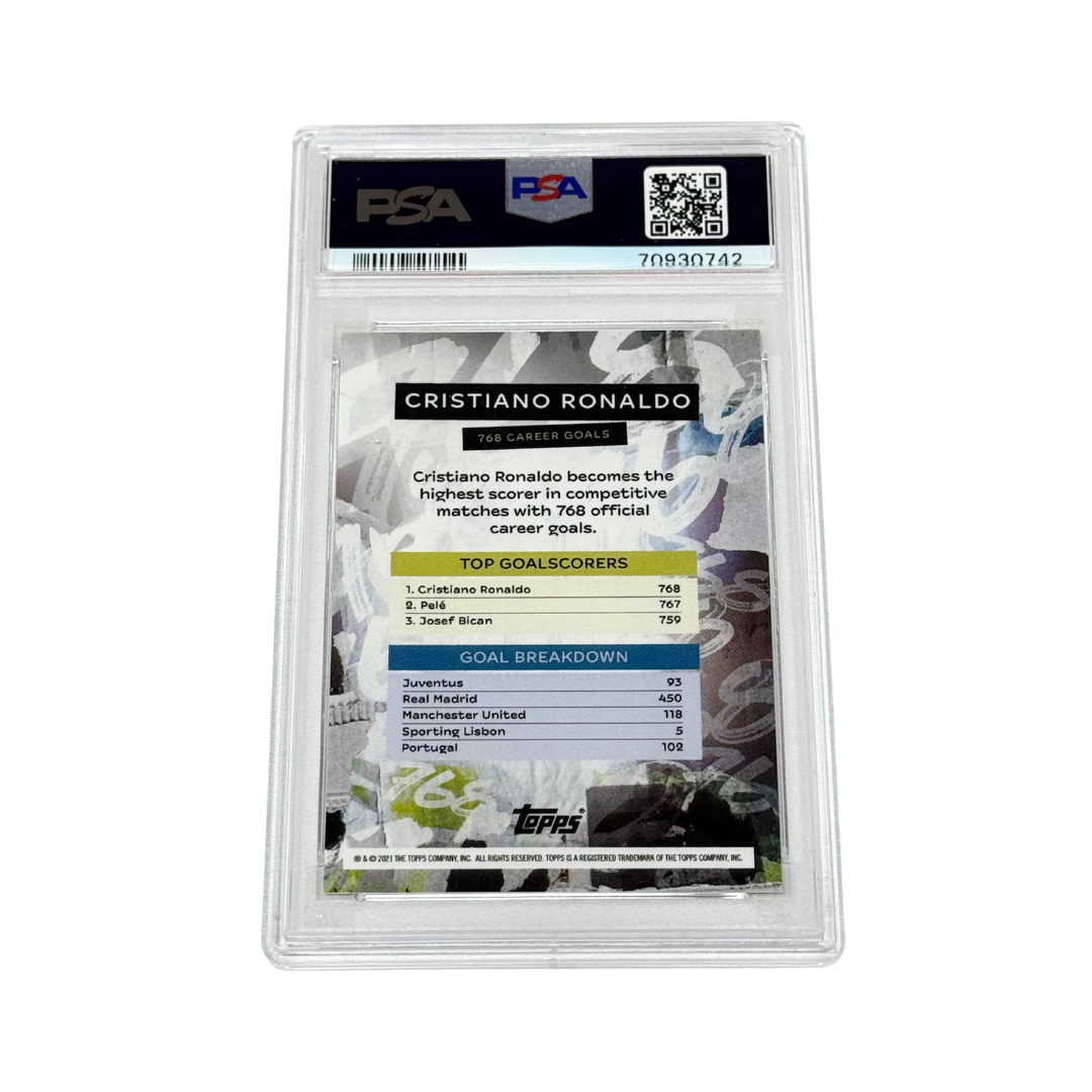 Cristiano Ronaldo & Pele Signed 2021 Topps Now Goal Record – PSA 9 AUTO 9