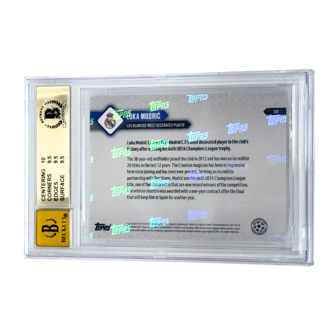 Luka Modric Signed 2024-25 Topps Now UCC Most Decorated Player – BGS 9.5 AUTO 10