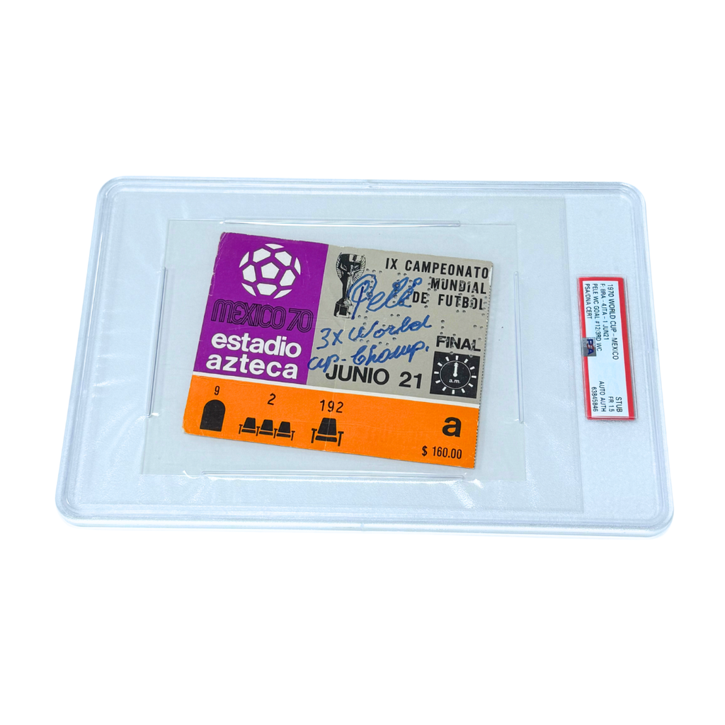 Pele Signed & Inscribed 1970 World Cup Final Ticket - PSA 1.5