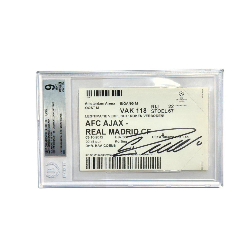 Cristiano Ronaldo Signed 2012 First UCL Hat Trick - BGS 9 AUTO 10