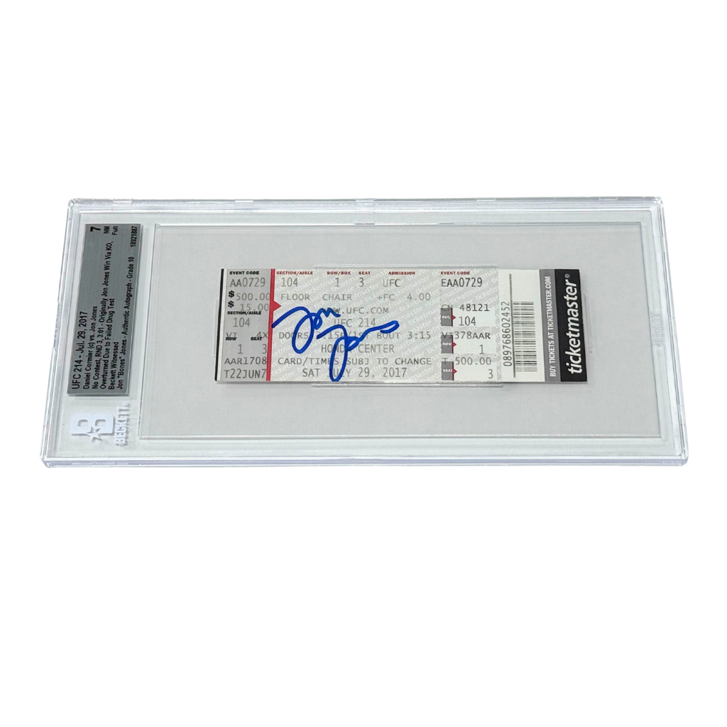 Jon Jones Signed 2017 UFC 214 Overturned Win vs Daniel Cormier Ticket - BGS 7