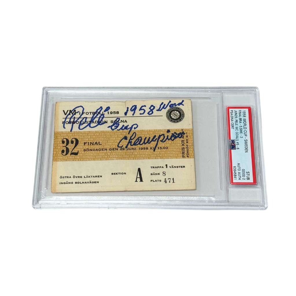 Pele Signed & Inscribed 1958 World Cup Final Ticket