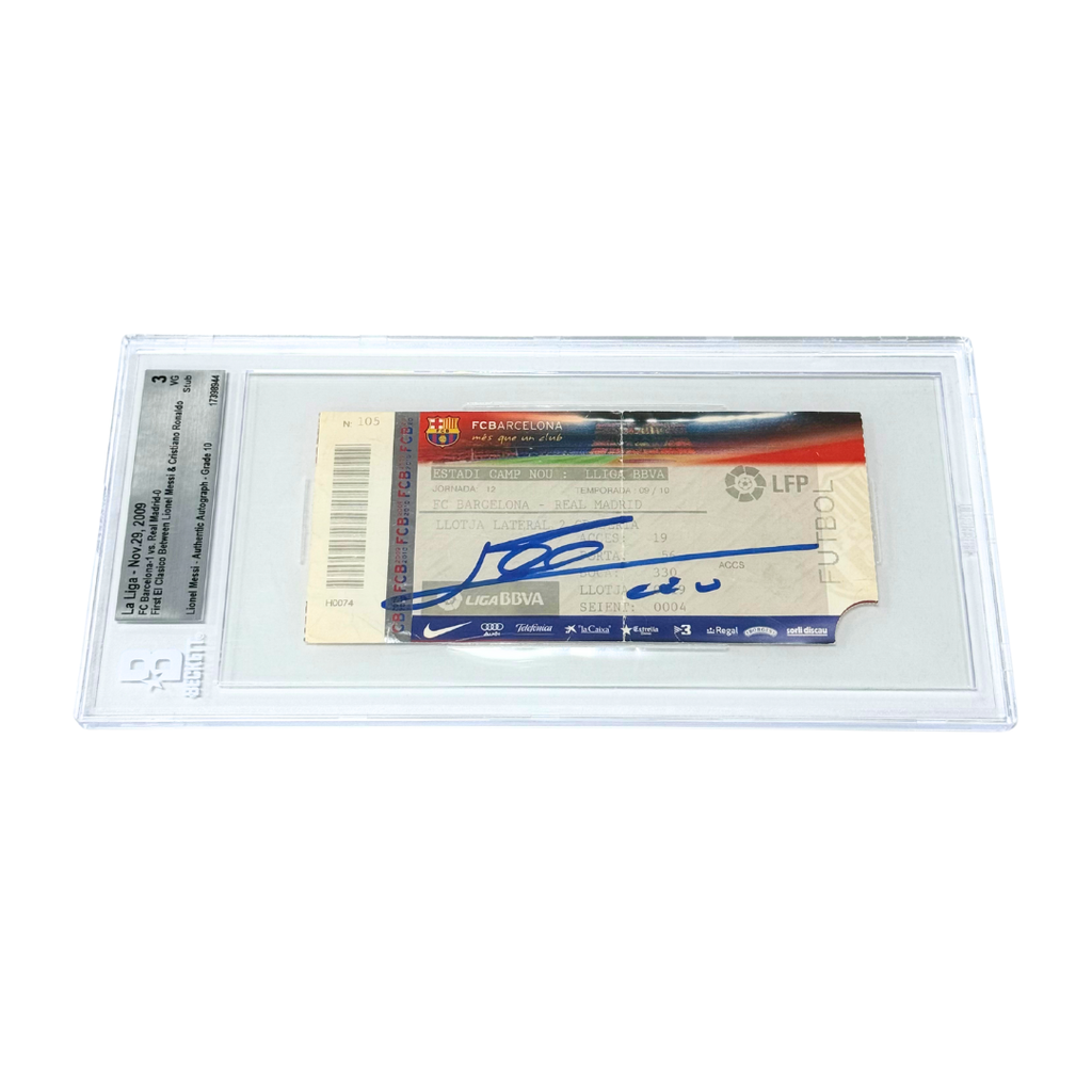 Messi Signed First El Classico Between CR7 x Messi Ticket - BGS 3
