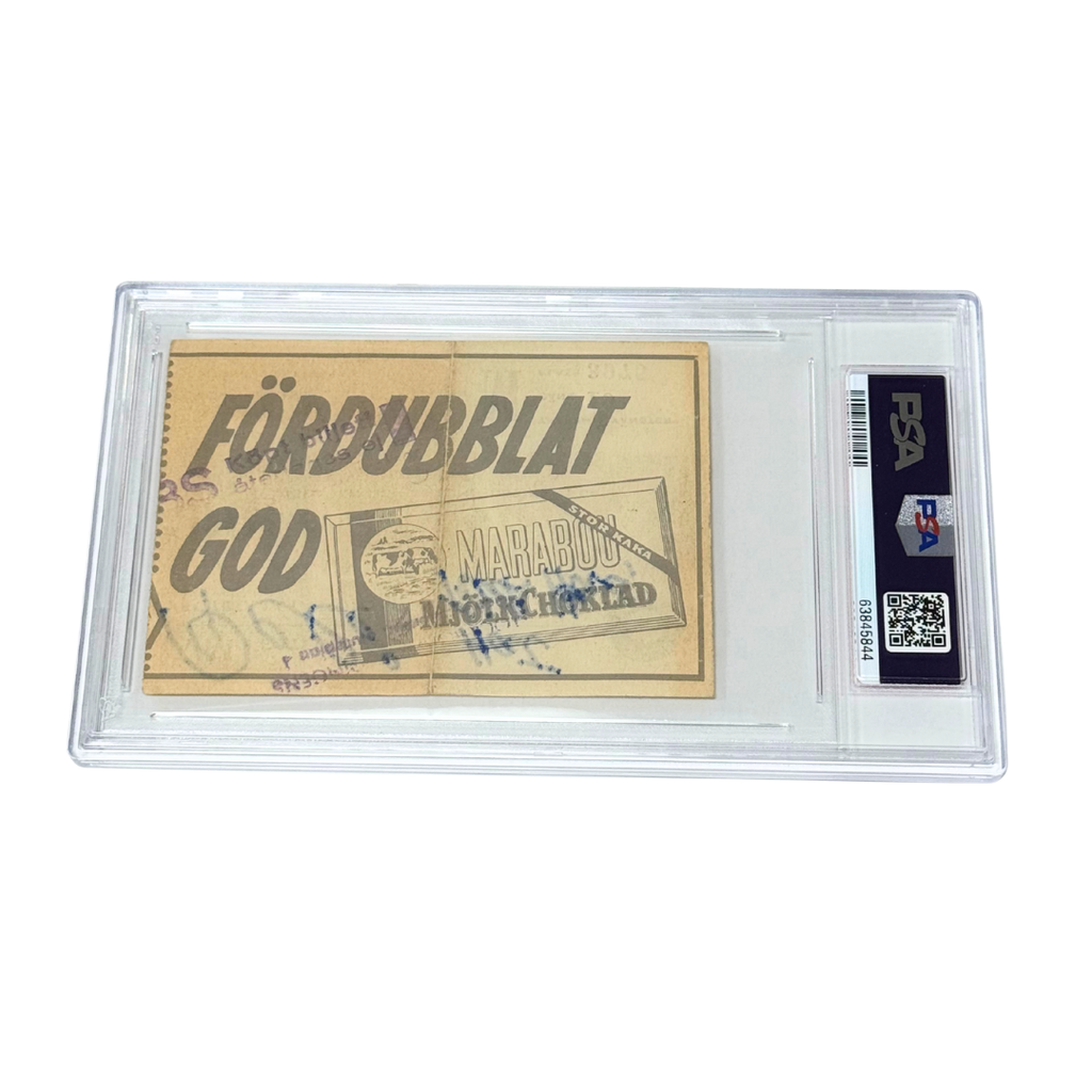 Pele Signed & Inscribed 1958 World Cup Hat Trick Game Ticket - PSA 1.5
