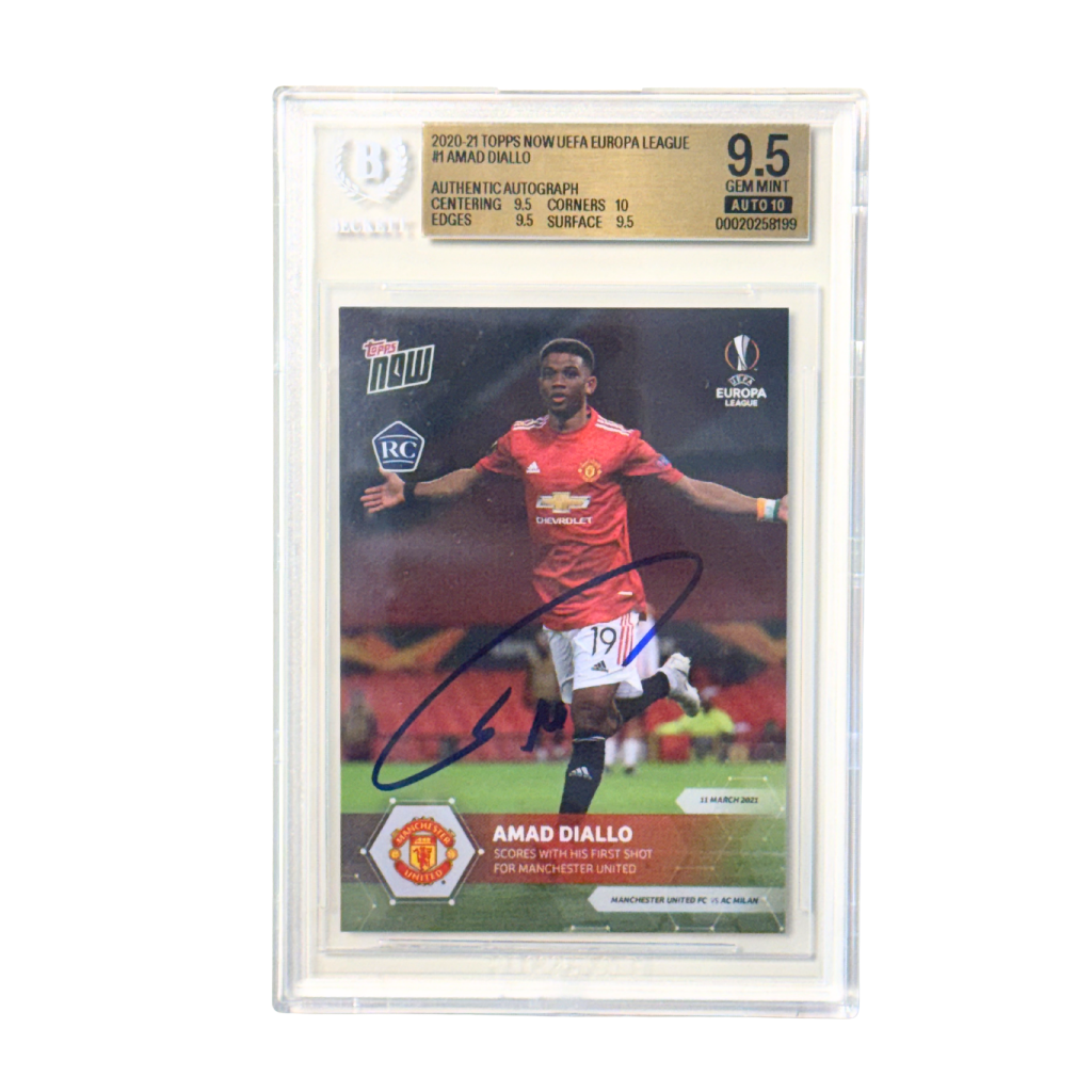 Amad Diallo Signed 2020-21 Topps Now Europa League Rookie Card - BGS 9.5 AUTO 10