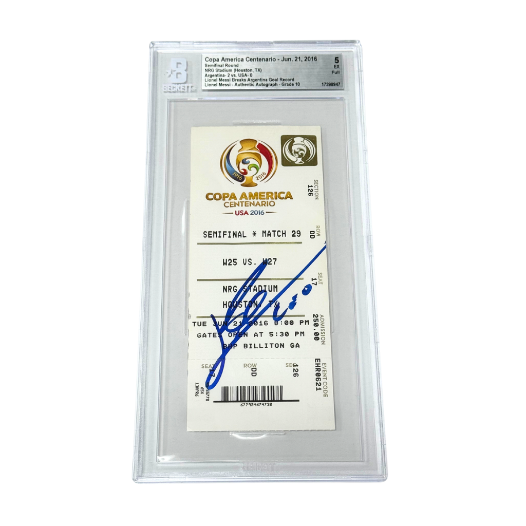 Messi Signed 2021 Copa Ticket - Breaks Argentina Goal Record - BGS 5