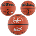 Magic Johnson & Larry Bird Dual Signed Wilson Basketball with Beckett Witness