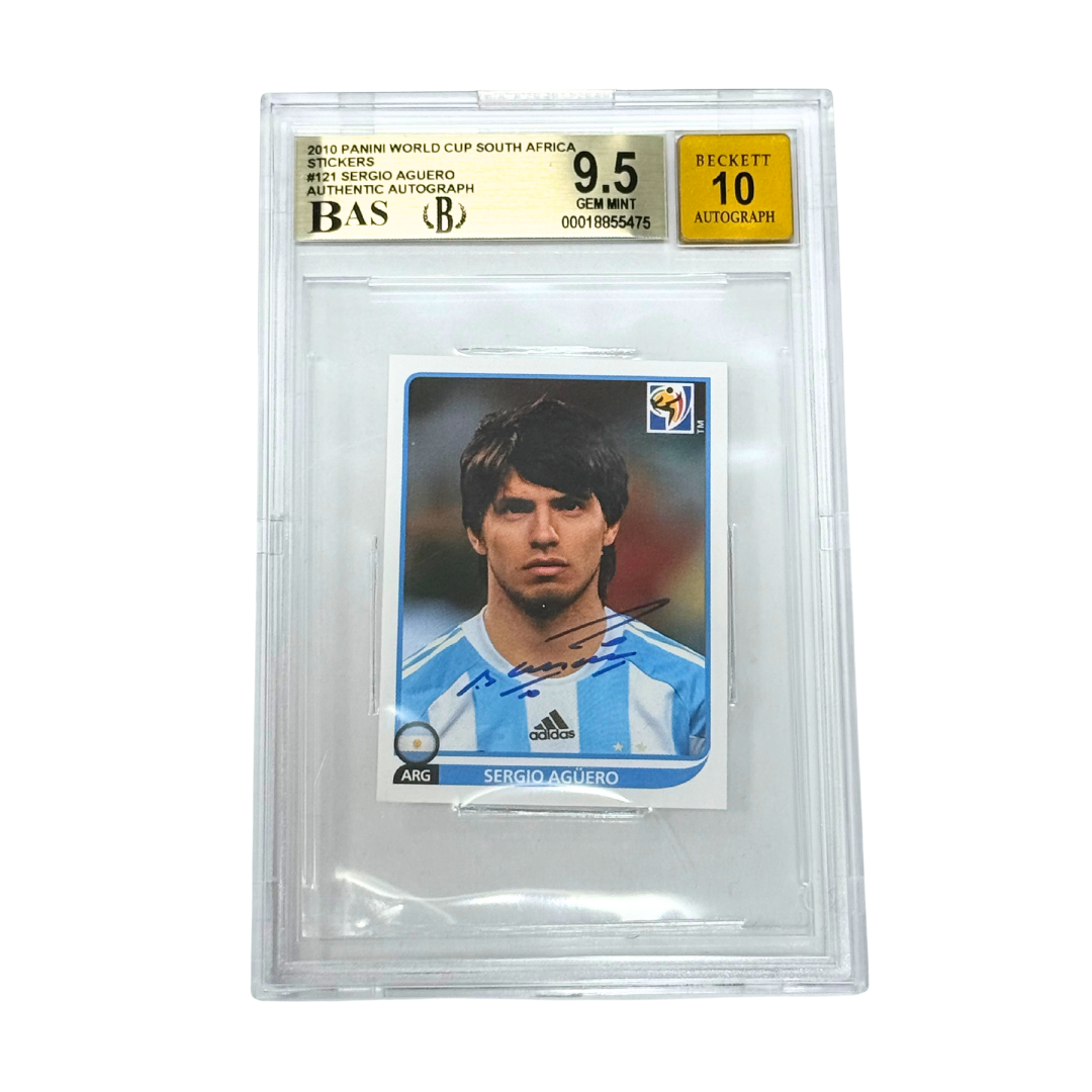 Sergio Aguero Signed 2010 Panini World Cup #121 Stickers – BGS 9.5 AUTO 10
