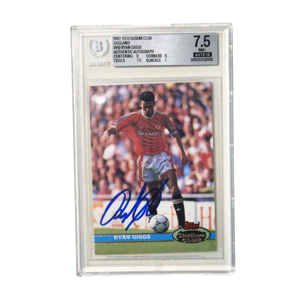 Ryan Giggs Signed 1992-93 Topps Stadium Club England Rookie - BGS 7.5 AUTO 10