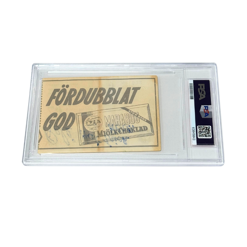 Pele Signed & Inscribed 1958 World Cup Hat Trick Ticket - PSA 1.5