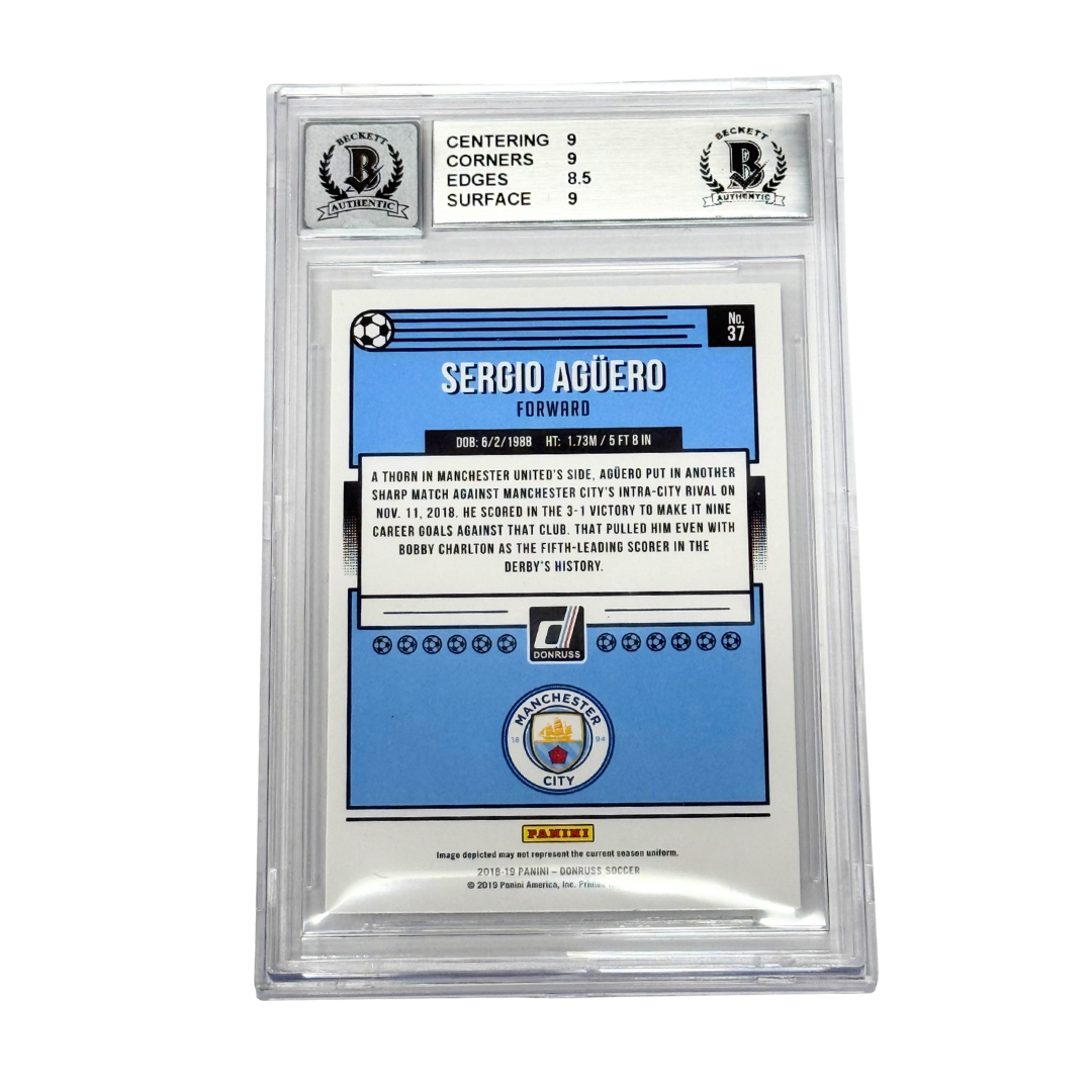 Sergio Aguero Signed & Inscribed "Aguerooo" 2018 Panini Donruss – BGS 9 AUTO 10