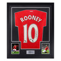 Framed Wayne Rooney Signed Manchester United Home Soccer Jersey #10 with Beckett COA