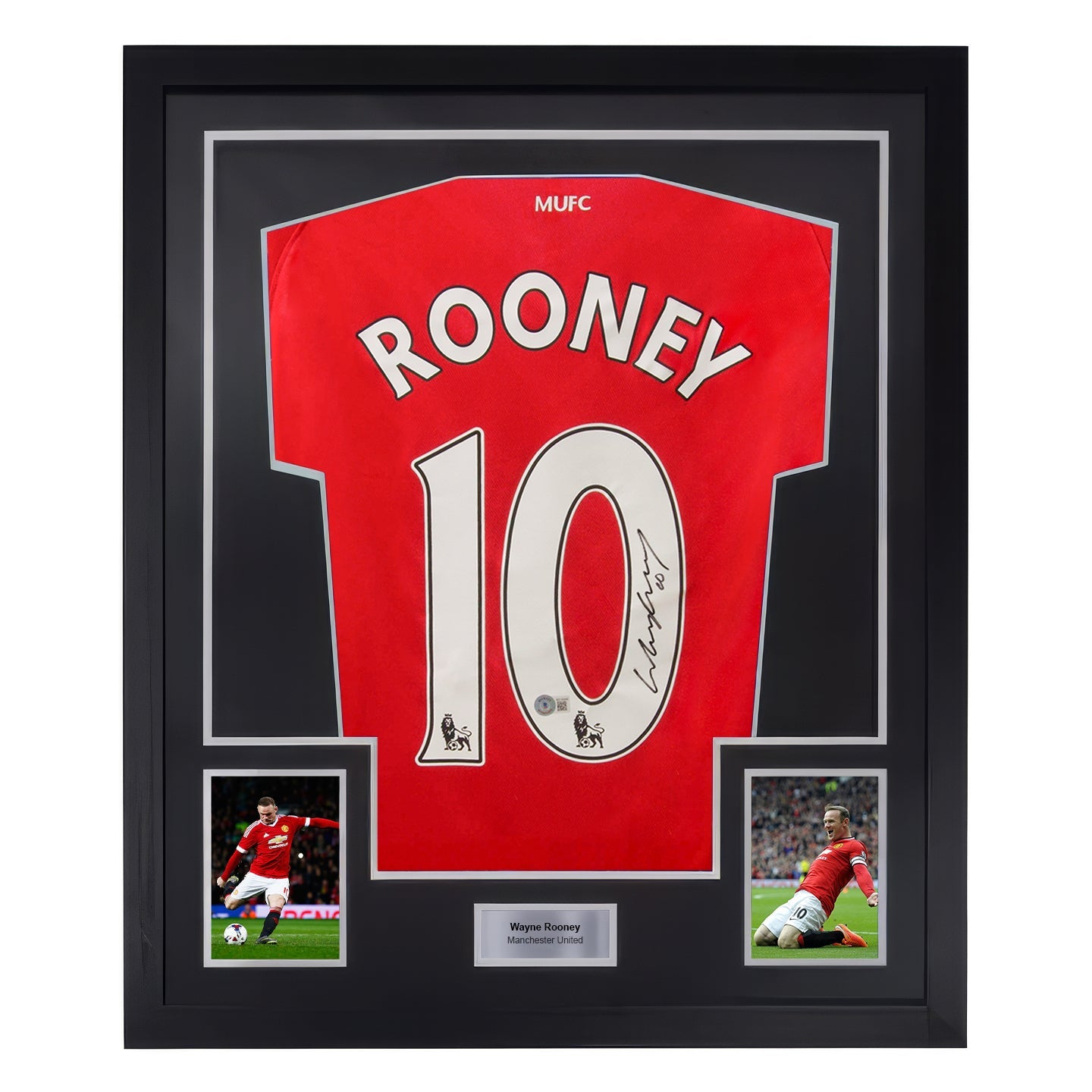 Framed Wayne Rooney Signed Manchester United Home Soccer Jersey #10 with Beckett COA