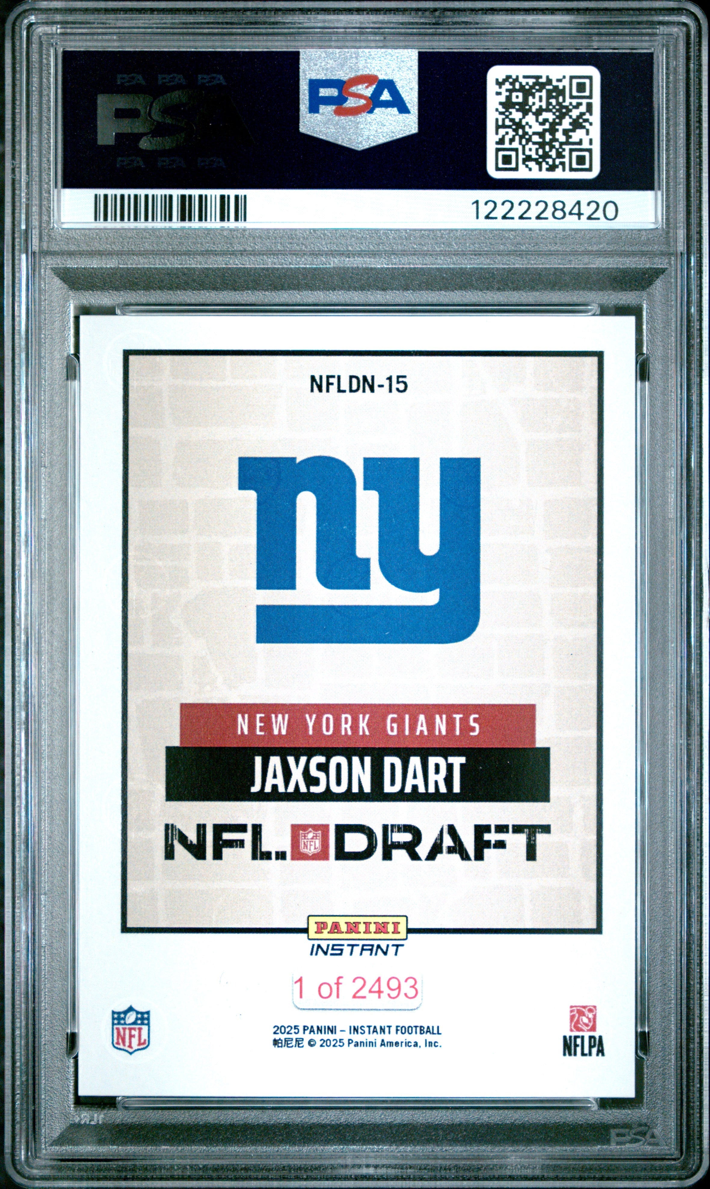 Graded 2025 Panini Instant Jaxson Dart #NFLDN15 NFL Draft Night Rookie RC Football Card PSA 10 Gem Mint