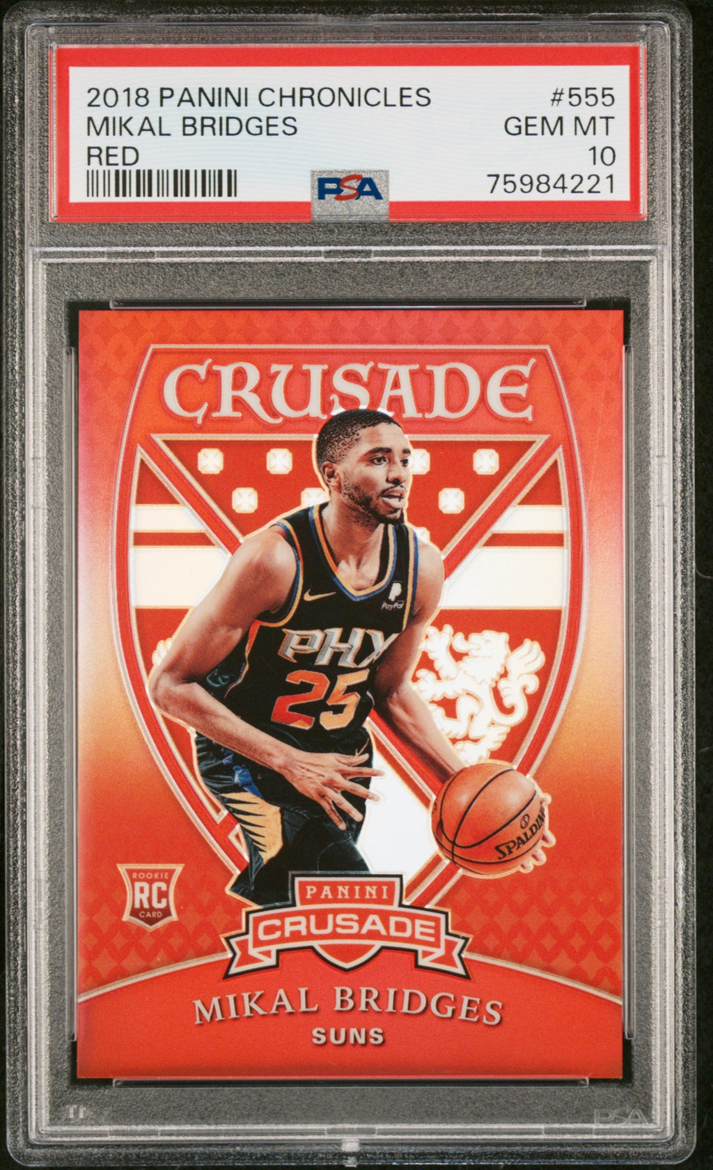 Graded 2018 Panini Chronicles Mikal Bridges #555 Red /149 Rookie RC Basketball Card PSA 10 Gem Mint