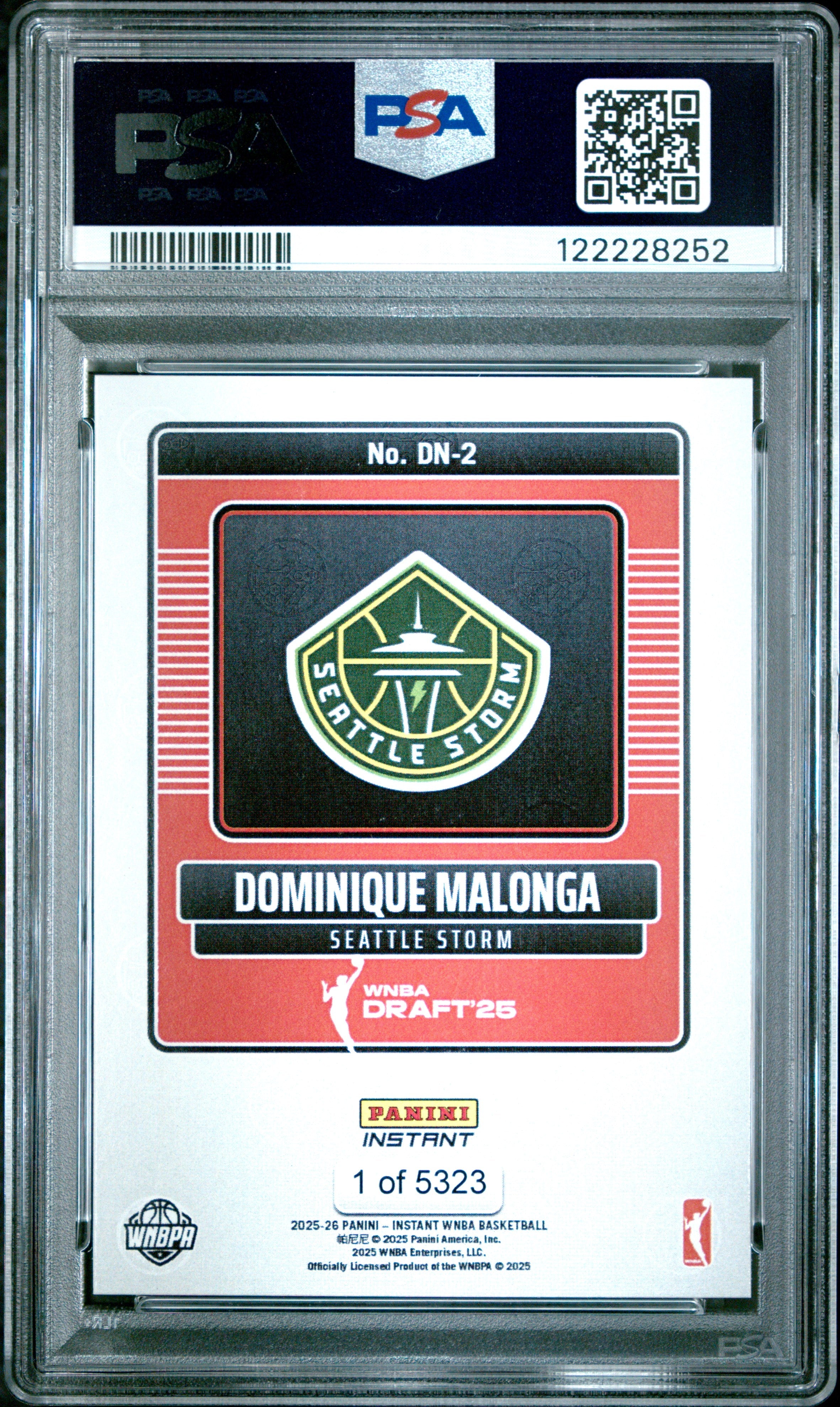 Graded 2025 Panini Instant Dominque Malonga #DN2 Draft Night Rookie RC Basketball Card PSA 10 Gem Mint