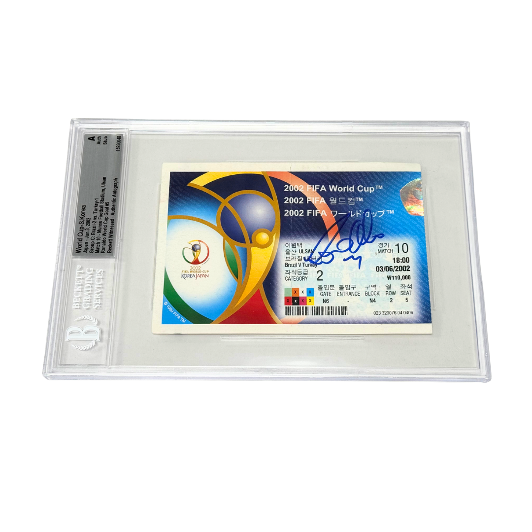 Ronaldo Nazario Signed 2002 World Cup Brazil/Turkey Ticket - BGS Authentic
