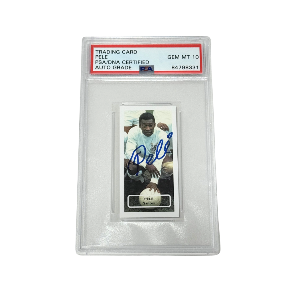 Pele Signed Mini Score Card - PSA Autograph 10