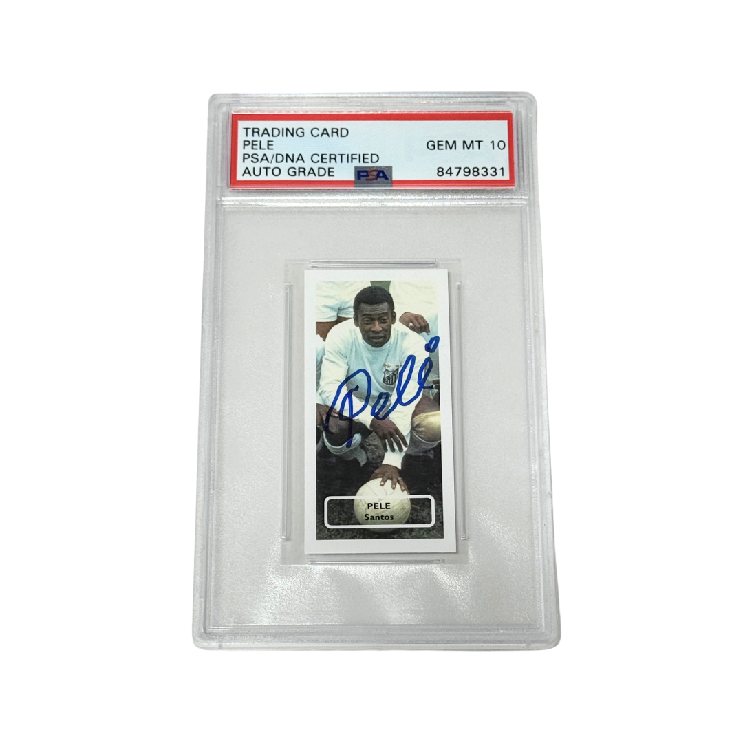 Pele Signed Mini Score Card - PSA Autograph 10