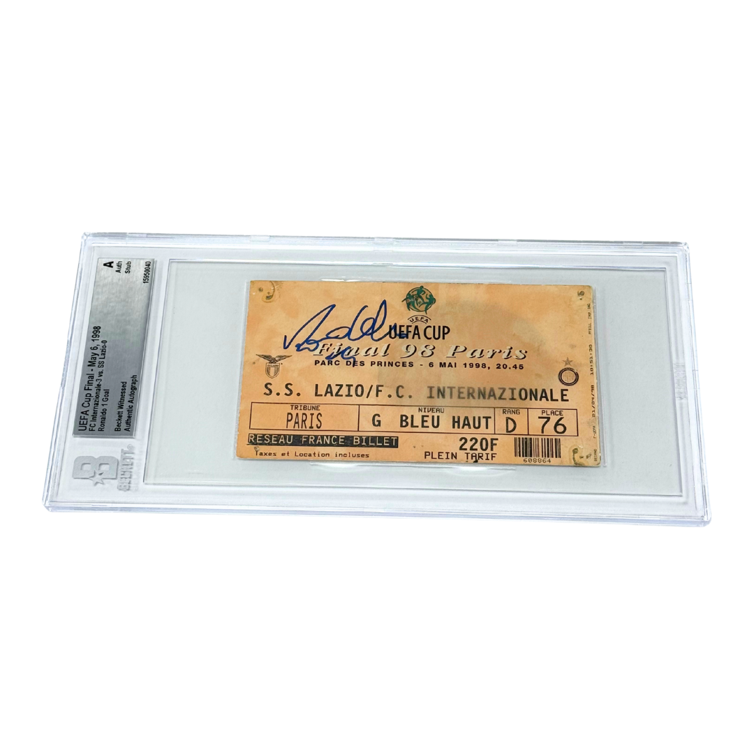 Ronaldo Nazario Signed 1998 UEFA Cup Final Ticket - BGS Authentic