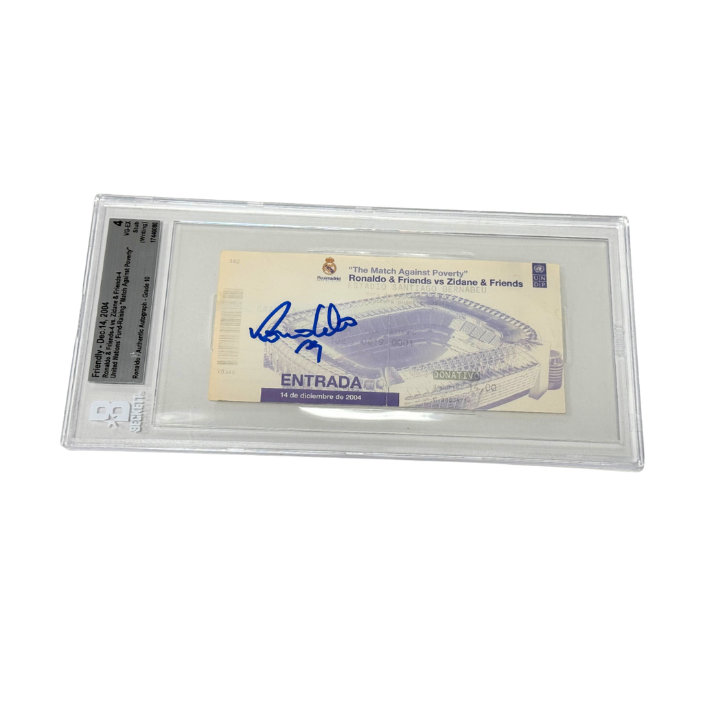 Ronaldo Nazario Signed 2004 Fund Raiser Game Ticket - BGS 4