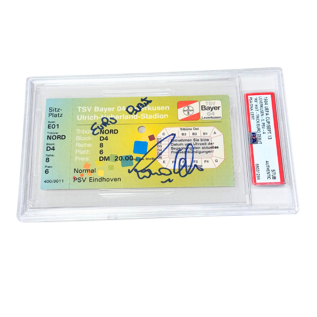 Ronaldo Nazario Signed & Inscribed 1994 EURO Debut/Hat Trick Ticket - PSA Authentic