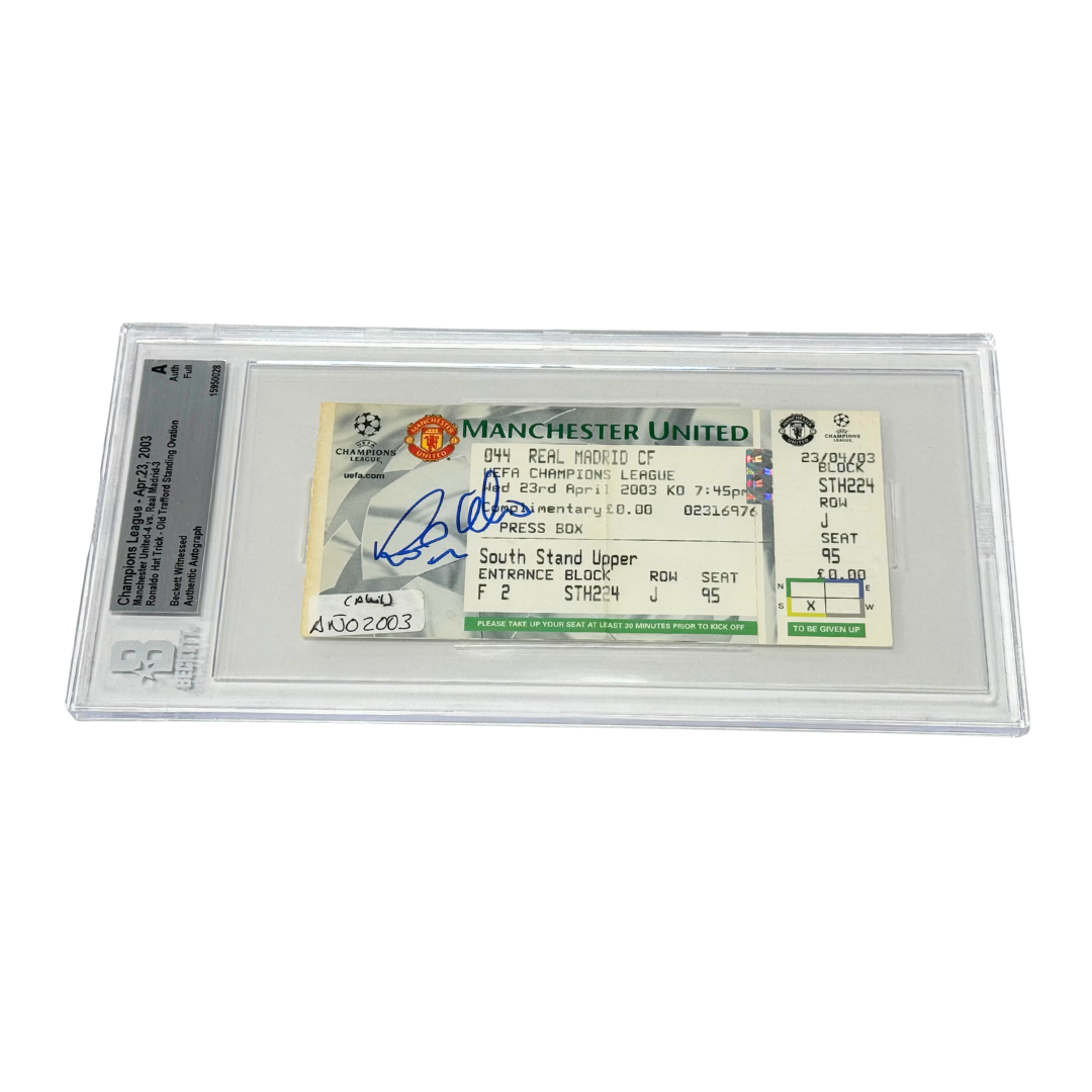 Ronaldo Nazario Signed 2003 R9 Only UCL Hat Trick Ticket - BGS Authentic