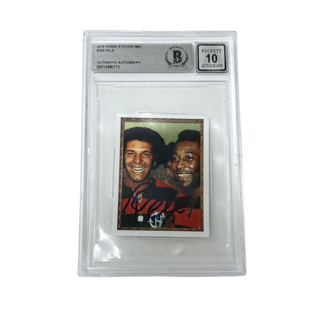 Pele Signed 2018 Panini Sticker Mini #203 - BGS Autograph 10