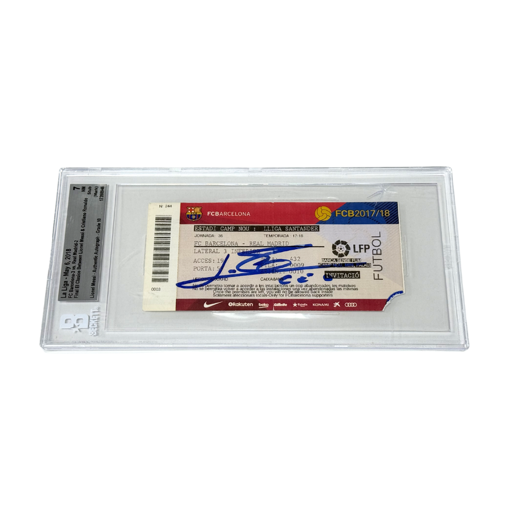 Messi Signed 2018 Final El Classico with CR7 Ticket - BGS 7