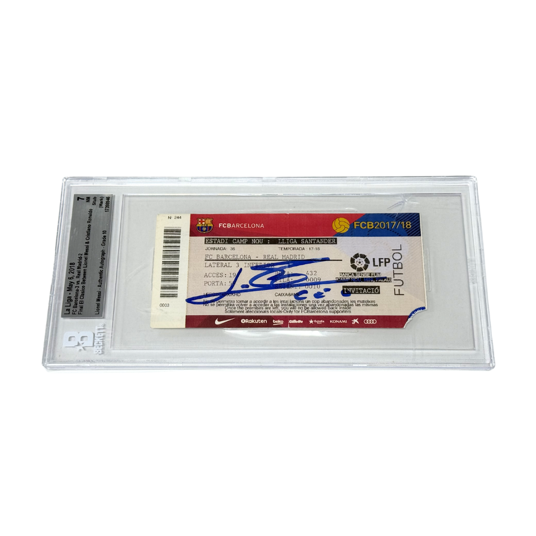 Messi Signed 2018 Final El Classico with CR7 Ticket - BGS 7
