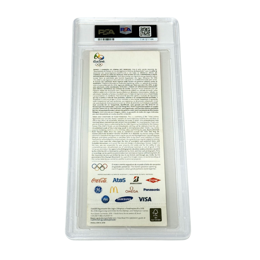 Neymar Jr Signed 2016 Olympic Final Gold Medal Ticket - PSA 1.5