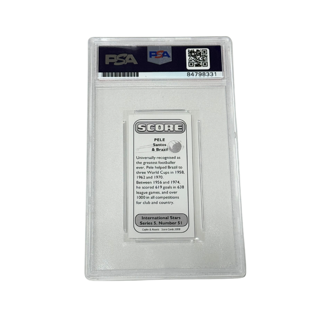 Pele Signed Mini Score Card - PSA Autograph 10