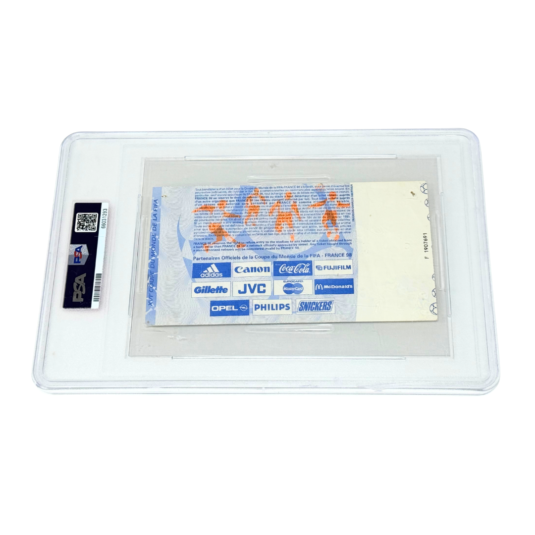 Ronaldo Nazario Signed & Inscribed 1998 World Cup 1st Goal Ticket - PSA 1