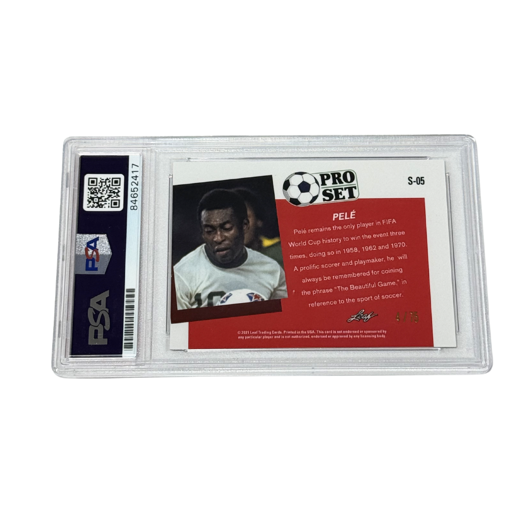 Pele Signed Leaf Pro Set /75 - PSA Autograph 9