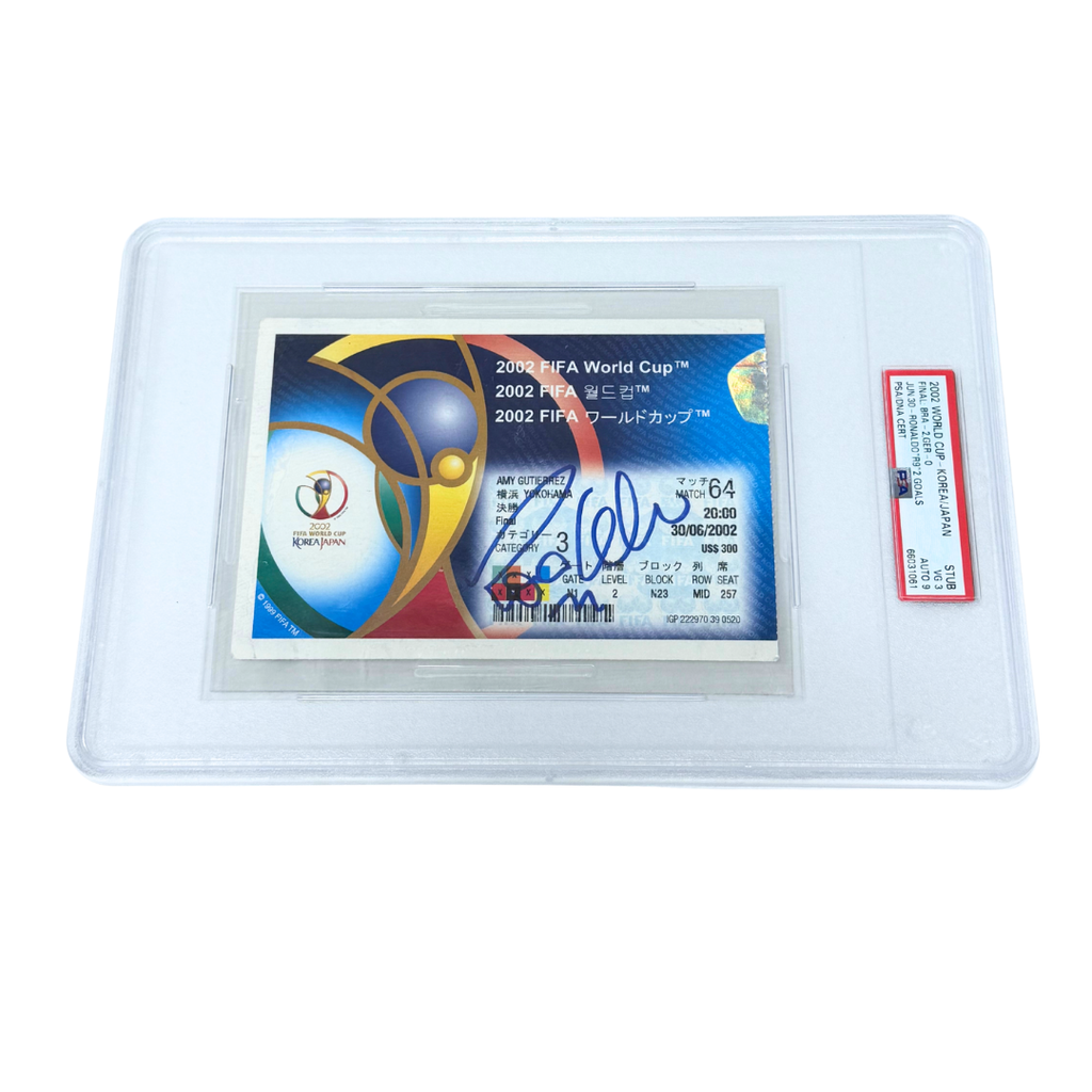 Ronaldo Nazario Signed 2002 World Cup Final Ticket - PSA 3