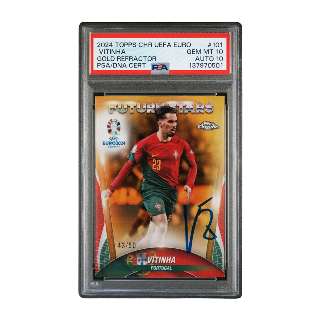 Vitinha Signed 2024 Topps Chrome UEFA Euro Gold /50 Future Star – PSA 10 AUTO 10