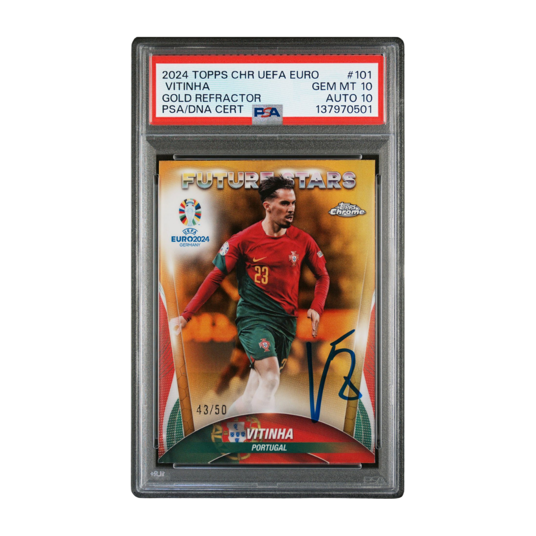 Vitinha Signed 2024 Topps Chrome UEFA Euro Gold /50 Future Star – PSA 10 AUTO 10