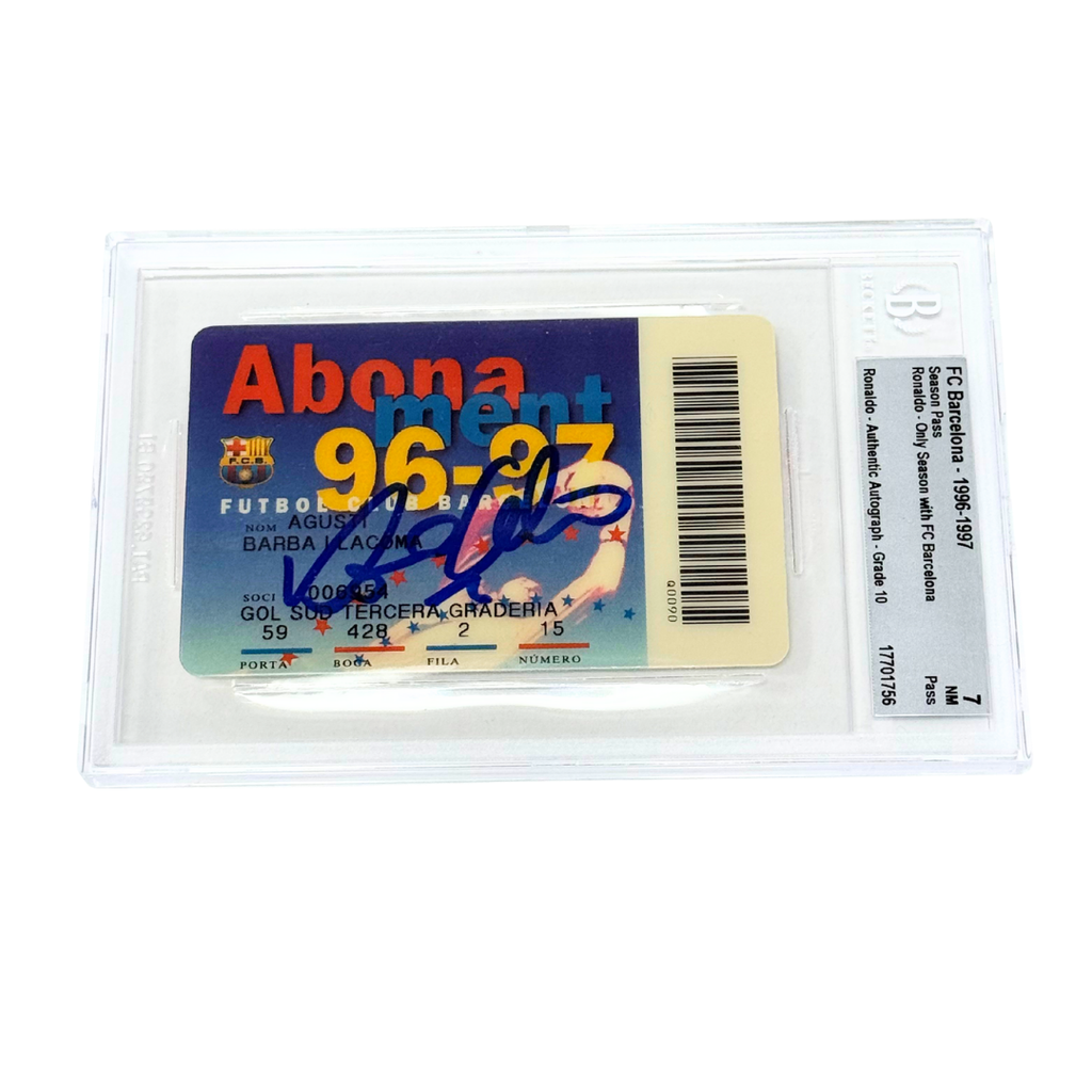 Ronaldo Nazario Signed 1996-97 Barcelona Season Pass - BGS 7