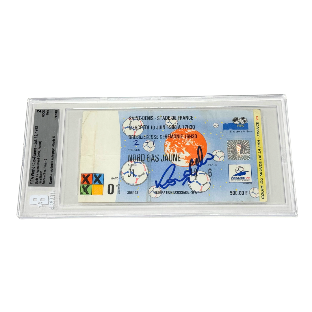Ronaldo Nazario Signed 1998 World Cup Final Ticket - BGS 2