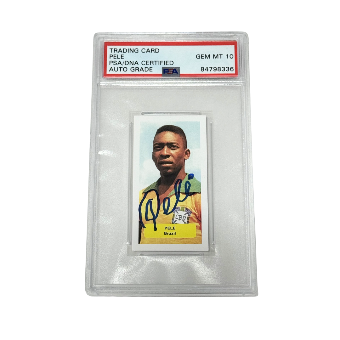 Pele Signed World Cup Score Card - PSA Autograph 10