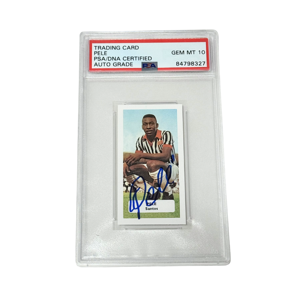 Pele Signed Mini Score Card - PSA Autograph 10