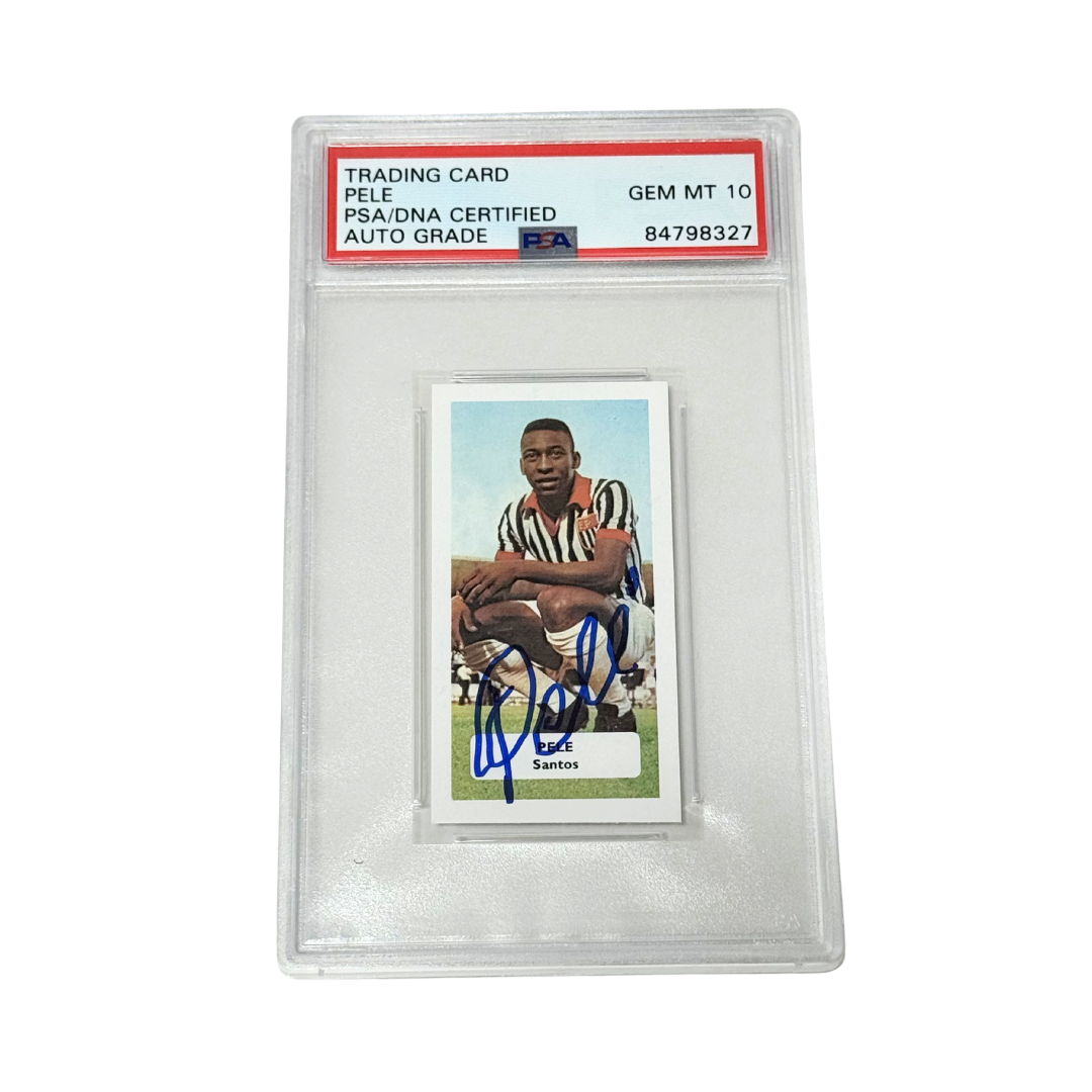 Pele Signed Mini Score Card - PSA Autograph 10