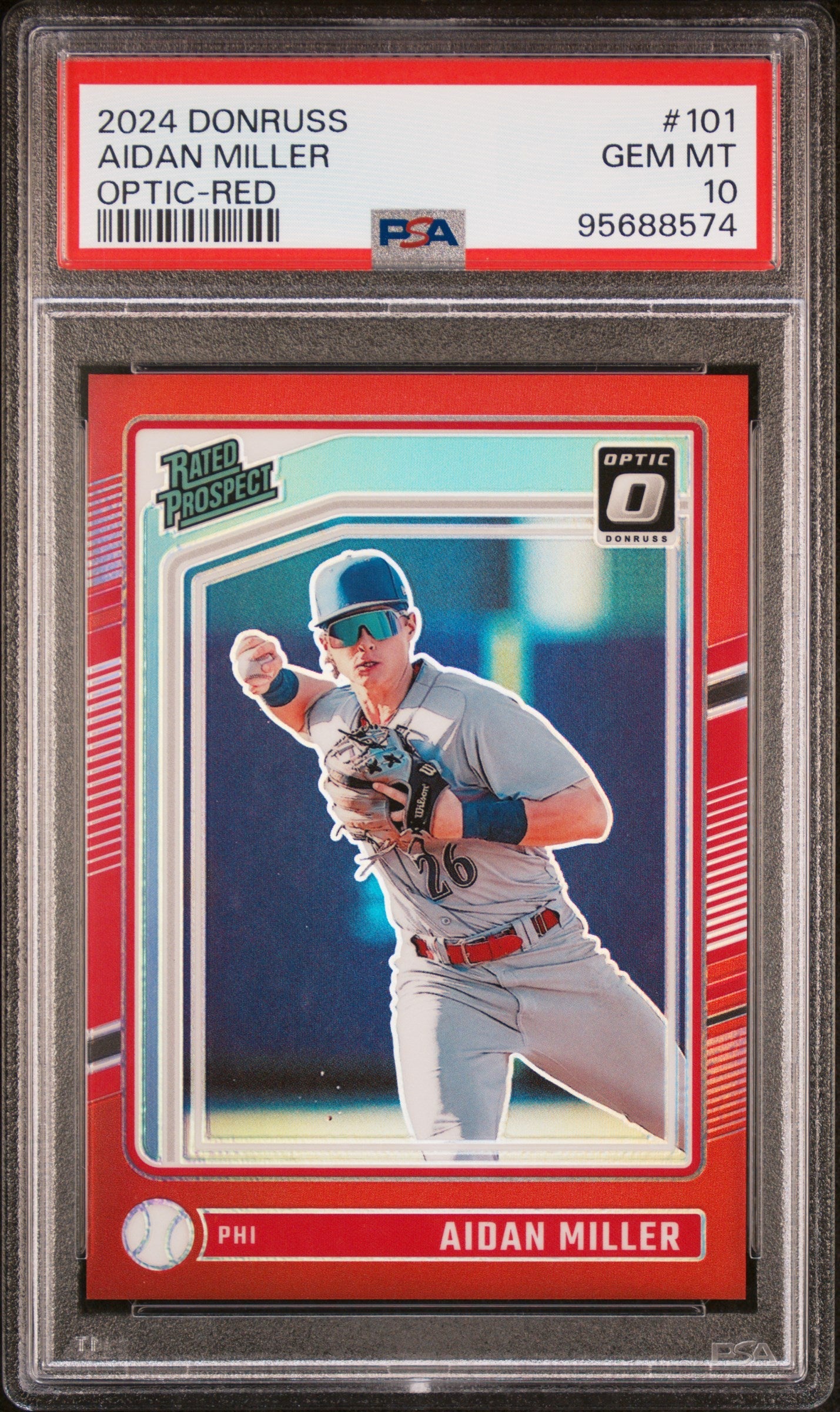 Graded 2024 Panini Donruss Aidan Miller #101 Optic Red /99 Rookie RC Baseball Card PSA 10 Gem Mint