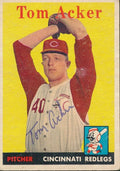 Tom Acker Reds Signed/Autographed 1958 Topps Baseball Card #149 162303