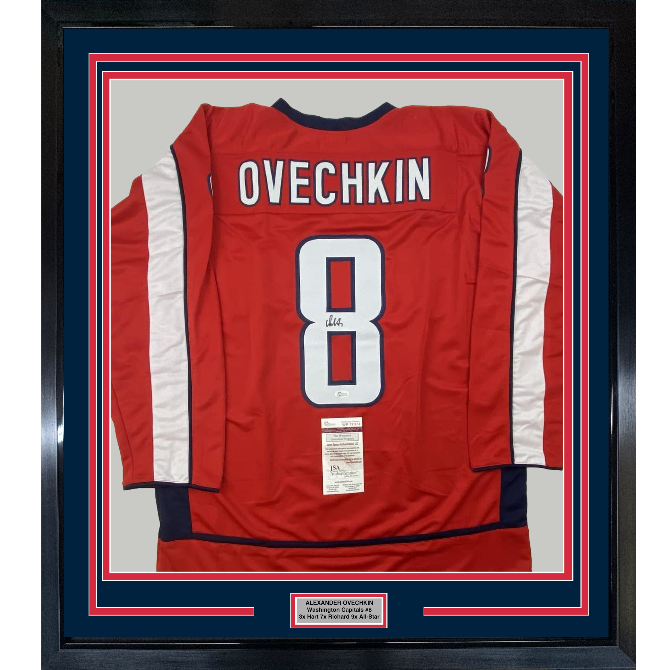 Framed Autographed/Signed Alexander Alex Ovechkin 35x39 Washington Red Hockey Jersey JSA COA