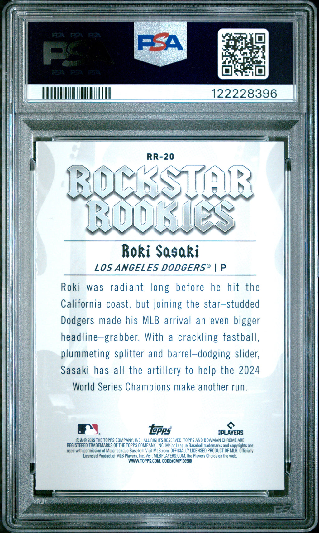 Graded 2025 Topps Bowman Roki Sasaki #RR20 Rockstar Rookies Rookie RC Baseball Card PSA 10 Gem Mint